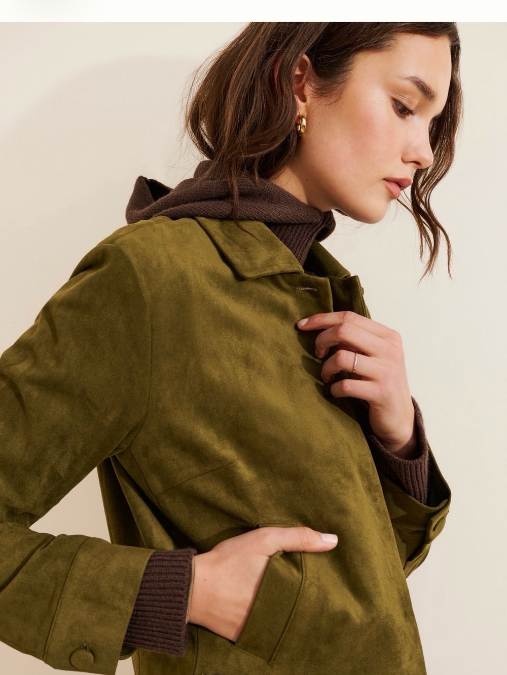 Anthropologie Dolan Faux Suede Olive Jacket L